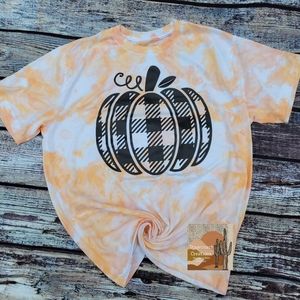 Fall Plaid Pumpkin Tie Dye Shirt